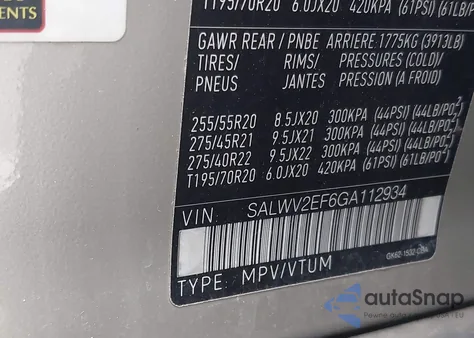 2016 Land Rover Range Rover Sport 5.0L V8 Supercharged Autobiography z USA, uszkodzony, nr VIN SALWV2EF6GA112934